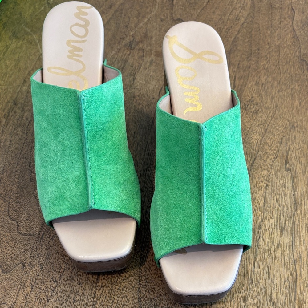 Sam Edelman Green Suede Open-Toe Mule - Women